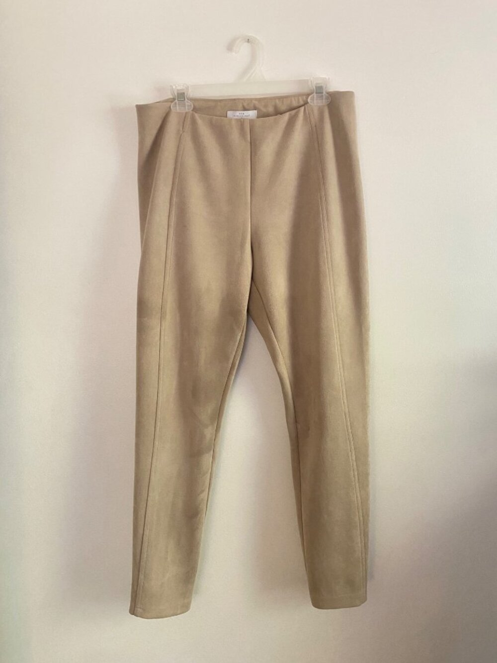 New Directions Faux Suede Beige Skinny Stretch Pants Size L